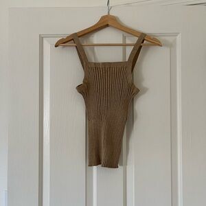 Marle Luna Tan Cotton Singlet Tank Top